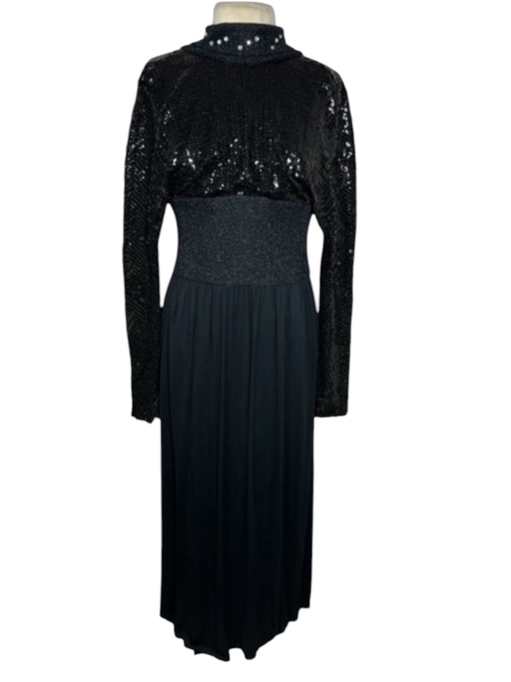 Pat Sandler vintage 1960's 70's long black sequin gown - Picture 3 of 15